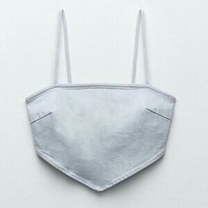 NWT Zara Denim Triangle Bandana Crop Top Size XXL Light Blue Wash